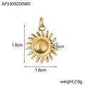 Detailed view of a 1.8cm golden sun-shaped stainless steel pendant with dimensions - Gold Sun