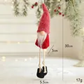 30cm Red knitted Christmas gnome ornament with white beard for holiday tree decoration - Red Long-legged Gnome