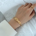Bracciale a tre fili con fibbia a cintura e anello dorato con fiocco da donna - Catena a scatola stretta 17+5cm / Oro