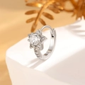 Silver star-shaped hoop earring featuring a large zircon solitaire and pavé stones - Single Piece / White (A345-1#)