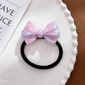 Elastico per capelli con fiocco in resina marmorizzata rosa e viola su piatto bianco - Elastico per capelli / 5.4cm / Rosa Viola-Elastico per capelli
