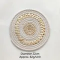 Bohemian 22cm woven wall decor in natural beige cotton rope and straw design - White Cotton Rope Type B 22cm