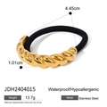 Elastico per capelli nero con dettaglio in acciaio inossidabile dorato intrecciato - Stile Decorativo a Trama Intrecciata (JDH2404015)