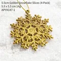 Set da 4 fiocchi di neve dorati glitterati per albero di Natale, decorazioni da 5,5 cm - 5,5 cm / Set da 4