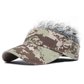 Camo baseball cap featuring short grey hair wig, trendy funny hat for outdoor sun protection - S(54-56cm) / Digital Camo Green Grey/Grey Wig
