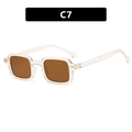 Square beige transparent sunglasses with amber lenses and retro fashion styling - Champagne Frame Tea Lens