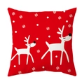 Christmas pillowcase with white reindeer and snowflake pattern on red background - Style 11 / 18x18 Inch