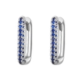 Hoop earrings in silver finish with pavé-set deep blue zircon stones and tassels - Silver-Dark Blue Rhinestone