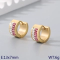 Vergoldete Edelstahl-Ohrringe mit rosa und weißen Strasssteinen, Größe 13x7 mm - Goldene Basis + Rosa-weiße Strasssteine (KE118336-TGD)