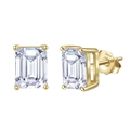 S925 sterling silver stud earrings with emerald cut clear cubic zirconia and 14K gold plating - 5X7mm / Emerald Cut-Gold