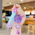 Portachiavi liquido astronauta con medusa viola e cinturino in silicone - Palla a Scuotimento con Fiori Secchi - Viola