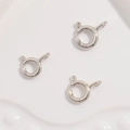 Drei polierte S925 Sterlingsilber Federringverschlüsse für die Schmuckherstellung - Klein 5*8mm / Weißgold