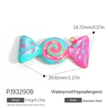 Pink and blue swirl candy shaped stainless steel pendant with 18k gold plating - Blue & Pink Lollipop Pendant PJ93290B