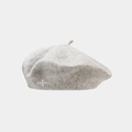 Détail du béret en laine grise avec symbole de division blanc brodé minimaliste - Taille unique / Gris clair