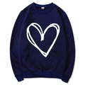 Felpa girocollo blu scuro a maniche lunghe con stampa a cuore bianca sul davanti - S / Blu navy