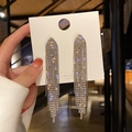 Long tassel earrings in gold finish with S925 silver needles and glittering rhinestones - 8# Silver Earring Post-Silver Triangle