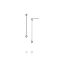 Detailed shot of S925 silver tassel earrings with round cubic zirconia and fine chain - 925 Silver / White Gold
