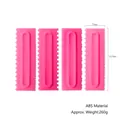 4-piece pink ABS cake scraper set with serrated edges for baking and frosting - 4-Piece Large Serrated Scraper Set / Pink