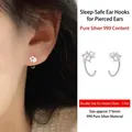 999 Sterling Silver double star hollow ear hooks with a polished minimalist finish - Double Hollow Star