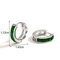 Zilveren roestvrijstalen oorbellen met vierkante smaragdgroene stenen en geometrisch design - Zilveren Vierkante Groene Zirkoon Creolen