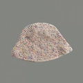 Beige knitted bucket hat with colorful speckled dots and warm handmade wool texture - One Size / Candy Hat Beige