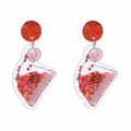 Detailed view of Christmas earrings with red glitter stars and bear inside transparent PVC - Xmas Hat Bear Studs