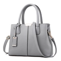 Elegant grey lychee pattern handbag with golden hardware and adjustable long strap - Lychee Texture / Light Gray