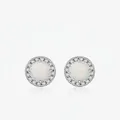 Minimalist S925 sterling silver stud earrings featuring round opal with a halo of small crystals - Halo Opal Stud Earrings
