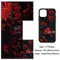 Waterproof PVC stickers featuring red roses and butterfly designs for phone cases - Dark Gothic