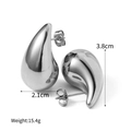 Orecchini a goccia placcati in oro 18 carati argento con finitura lucida a specchio - Grande (3.8cm*2.1cm) / Argento