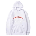 Weißer Freizeit-Hoodie mit rotem Football-Grafikdruck und schwarzer Textaufschrift - S / Oberteile / Weiß