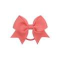 Solid coral pink grosgrain ribbon swallowtail bow hair tie with elastic rubber band - Coral Pink (15)