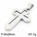 Zilveren roestvrijstalen ketting met dubbellaagse kruishanger en 40x26mm afmeting - Stijl A - Staalkleur (Zonder Ketting)