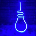 Blue bulb-shaped LED neon sign light for bedroom decor on a blue brick wall background - 1-2W / Bulb Blue