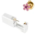 Disposable ear piercing gun with flower stud in 316L stainless steel and pink crystal - 52-667 (Gold Pink Zirconia Flower)
