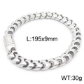 Pulsera de cadena Franco de acero inoxidable pulido de 9 mm de ancho y 195 mm de largo - 195*9mm
