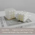 White bubble cube scented candle in gift box with English Pear and Freesia aroma - White (English Pear & Freesia) Shrink Wrapped
