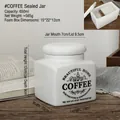 Nordic cream white ceramic coffee storage jar with square body and lid, 650ml capacity - 6105-Coffee Jar