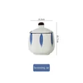 Japanese ceramic seasoning jar with blue diamond pattern and lid 8.2x10.7cm - Grass Leaf Seasoning Jar x1 (Includes Spoon)