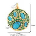 Macro view of gold-plated paw pendant with blue stones and dimensions 26x20x5mm - L244903-Turquoise Paw Print