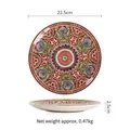 22.5cm bohemian ceramic dinner plate with colorful mandala pattern and 2.5cm thickness - Gorgeous Totem (9 Inch)