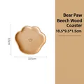 Bear paw shaped beech wood coaster with natural grain and size 10.5x9.5cm - Beech Wood / 10.5cm Bear Claw Shape Coaster