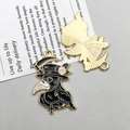 Gothic plague doctor pendant in black enamel with golden metal finish and backside view - Plague Doctor (22*31mm)