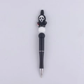 Beadable pen with Scream ghost face silicone bead and black barrel for Halloween - Horror Mask