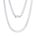Cadena de serpiente plana de plata de ley S925 elegante con acabado plata brillante - 4.5mm de ancho / 40cm de largo / Oro Blanco