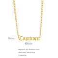 18K gold-plated Capricorn zodiac necklace with stainless steel pendant on white background - Capricorn / Gold