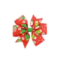 Christmas grosgrain ribbon bow hair clip with festive glove and snowflake patterns - Red Gloves Heart Style (5)