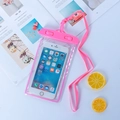 Glow-in-the-dark waterproof phone pouch in bright pink with a matching lanyard and seal - Glow in the Dark / Pink