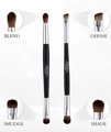 Dual-ended makeup brush set for blending and defining with brown gradient bristles - 2pcs Eyeshadow & Eyebrow Brush Set