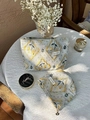 Floral yellow plaid cosmetic bag set with large storage pouch and round accessory bag - Standard / Rhombus Embossed